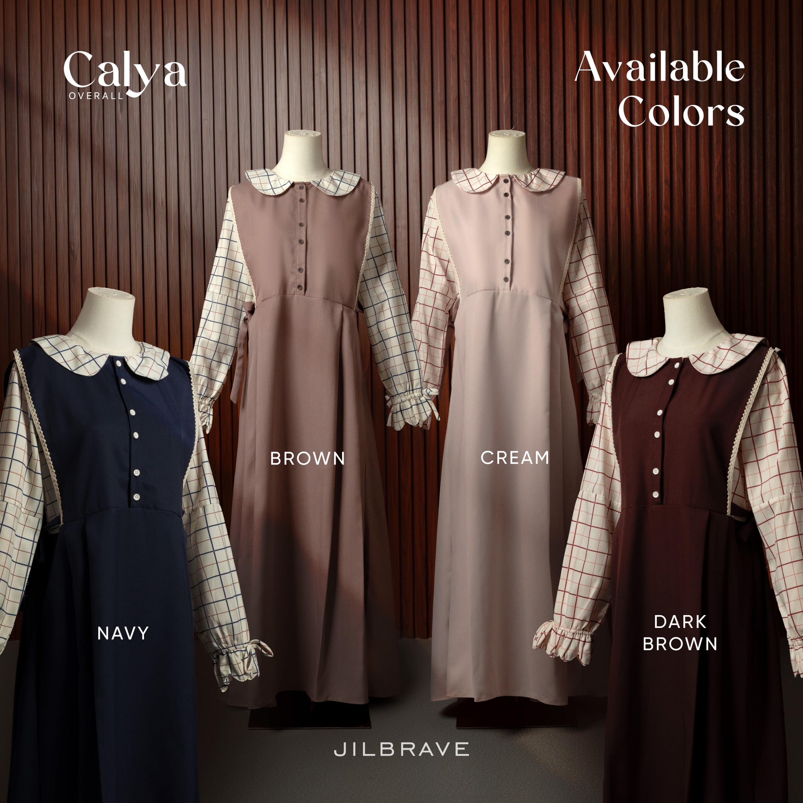 Calya Overall Dress Motif Kotak Plaid Gamis Wanita 2-in-1 Look