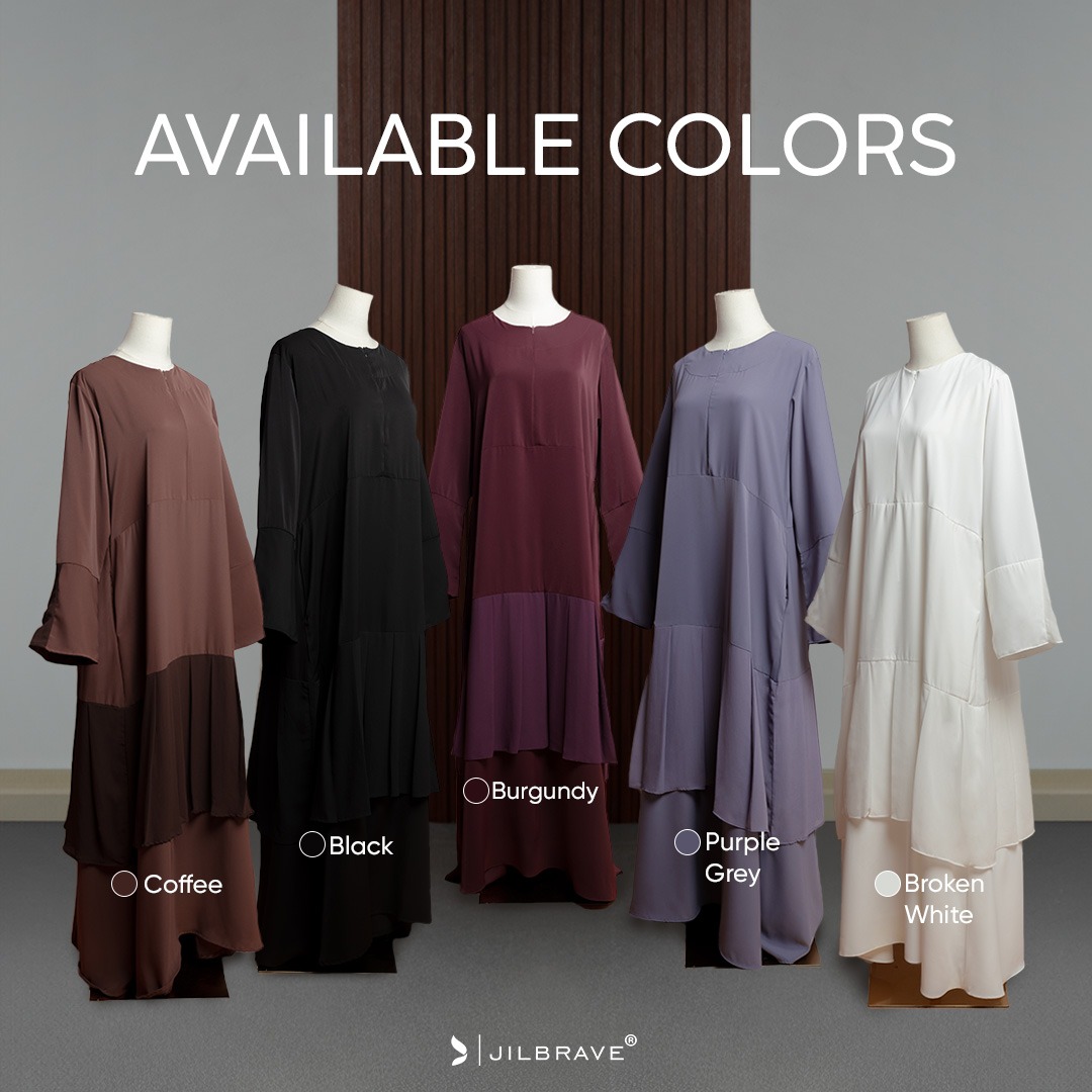 JILBRAVE Aira Abaya Gamis Muslimah Haji Umroh Daily Wear Basic Polos Flowy