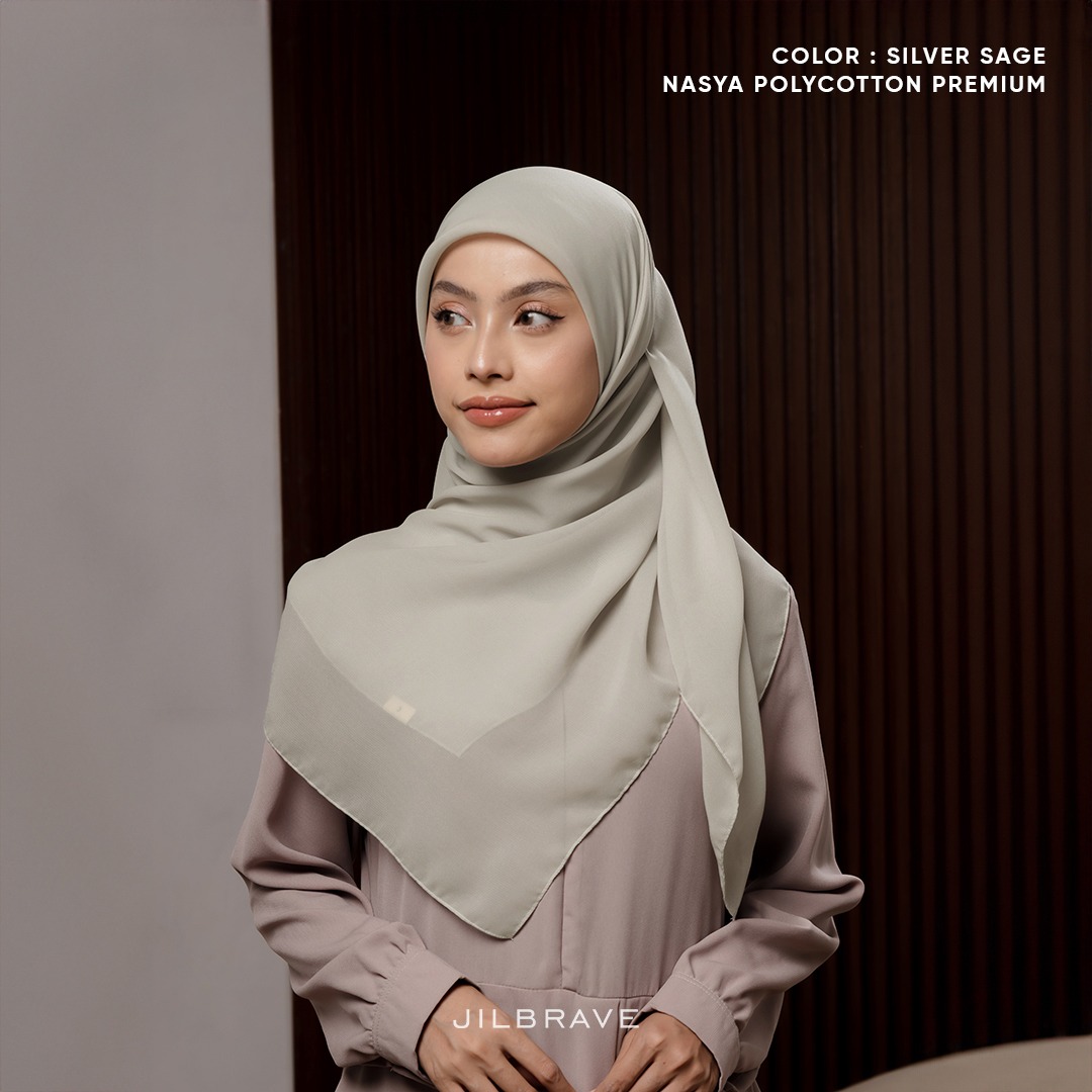 JILBRAVE Nasya Polycotton Premium Hijab Square (Hijab Segiempat Polycotton) phasmina