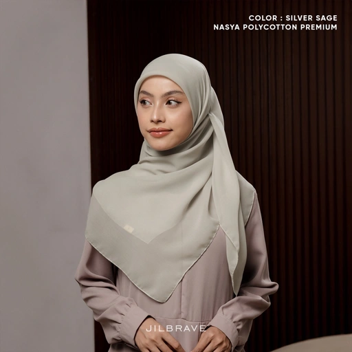 Image of JILBRAVE Nasya Polycotton Premium Hijab Square (Hijab Segiempat Polycotton) phasmina