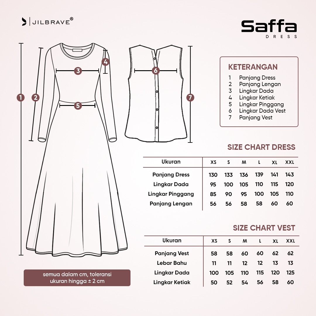JILBRAVE Saffa Dress Gamis 2in1 Set Outer Cotton Korean Casual Daily Wear