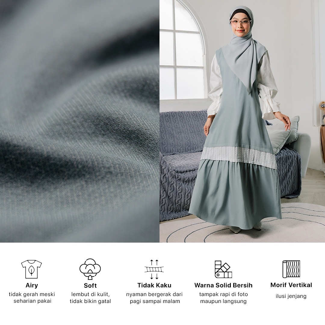 JILBRAVE Yeori Sleeveless Dress Cotton Inner Long Dress Tanpa Lengan Loose Fit Busui Friendly