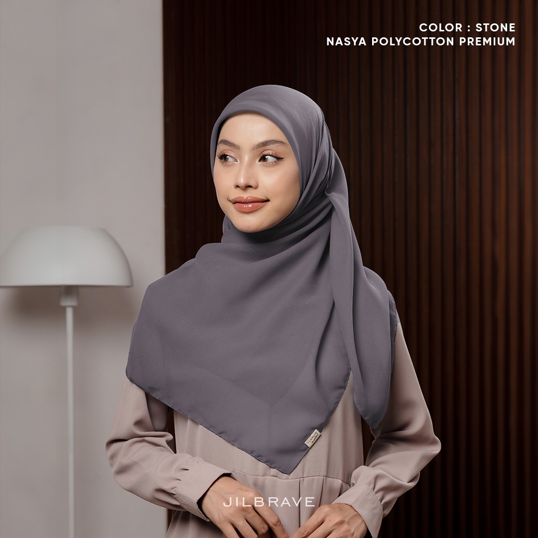 JILBRAVE Nasya Polycotton Premium Hijab Square (Hijab Segiempat Polycotton) phasmina