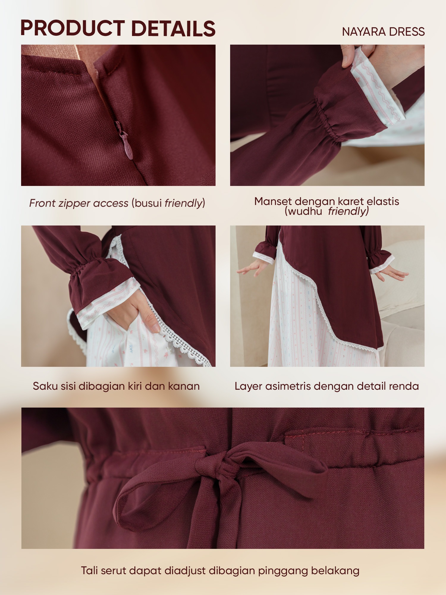 Nayara Dress Gamis Exclusive Pattern Feminine Chic