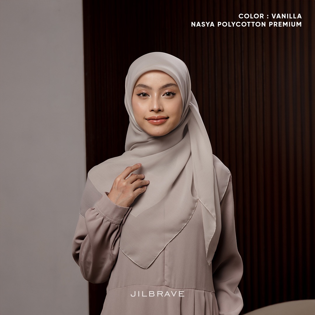 JILBRAVE Nasya Polycotton Premium Hijab Square (Hijab Segiempat Polycotton) phasmina