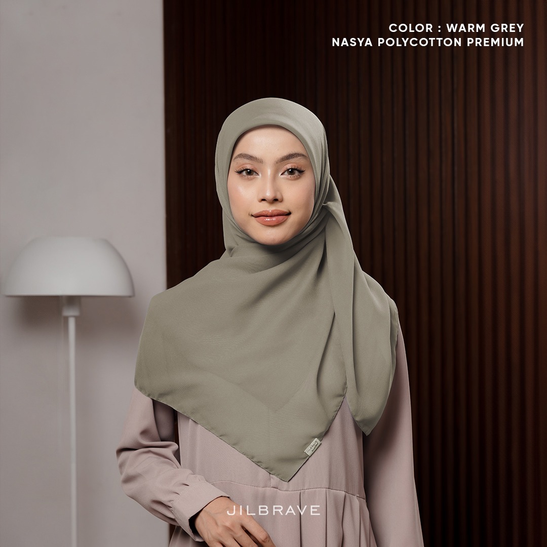 JILBRAVE Nasya Polycotton Premium Hijab Square (Hijab Segiempat Polycotton) phasmina