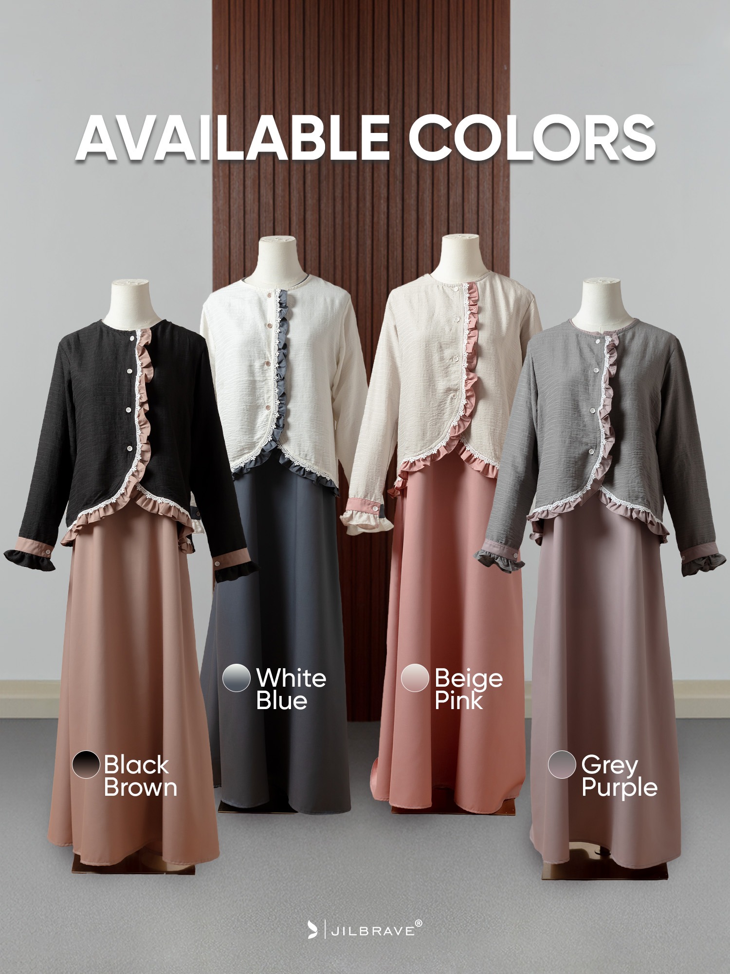 JILBRAVE Vienna Dress Gamis Set Outer Feminine Casual Elegant Look