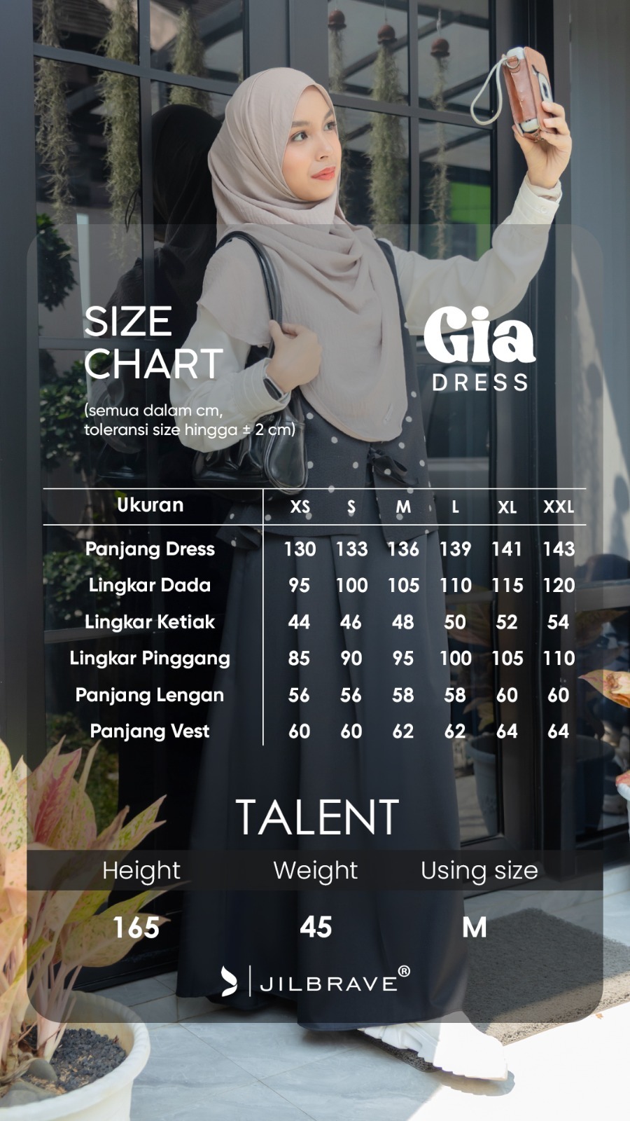 JILBRAVE Gia Dress - Gamis 3in1 Motif Polkadot Vest Menyatu