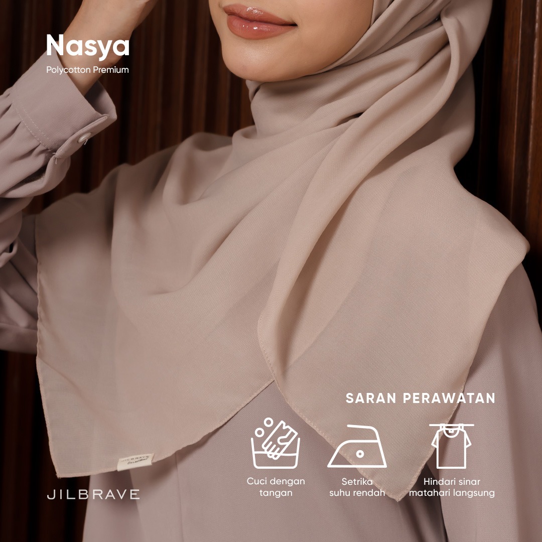 JILBRAVE Nasya Polycotton Premium Hijab Square (Hijab Segiempat Polycotton) phasmina
