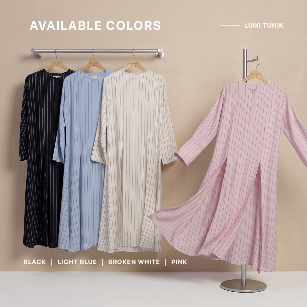 JILBRAVE Lumi Tunik Stripe Linen Atasan Muslimah Slim Busui Wudhu Friendly Daily Casual Kerja