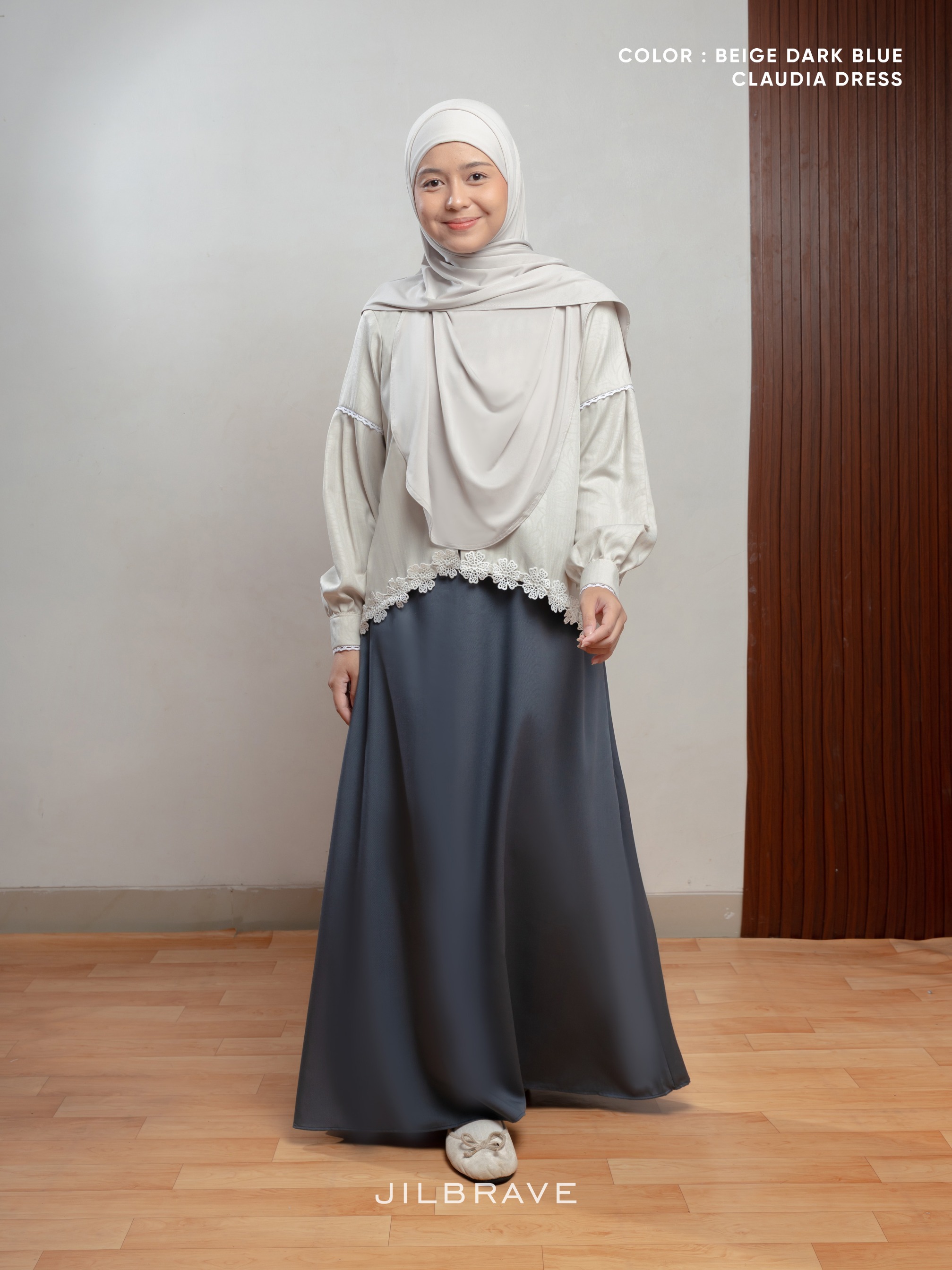 JILBRAVE Claudia Dress Gamis Set Outer Bordir Feminine Casual Elegant Look