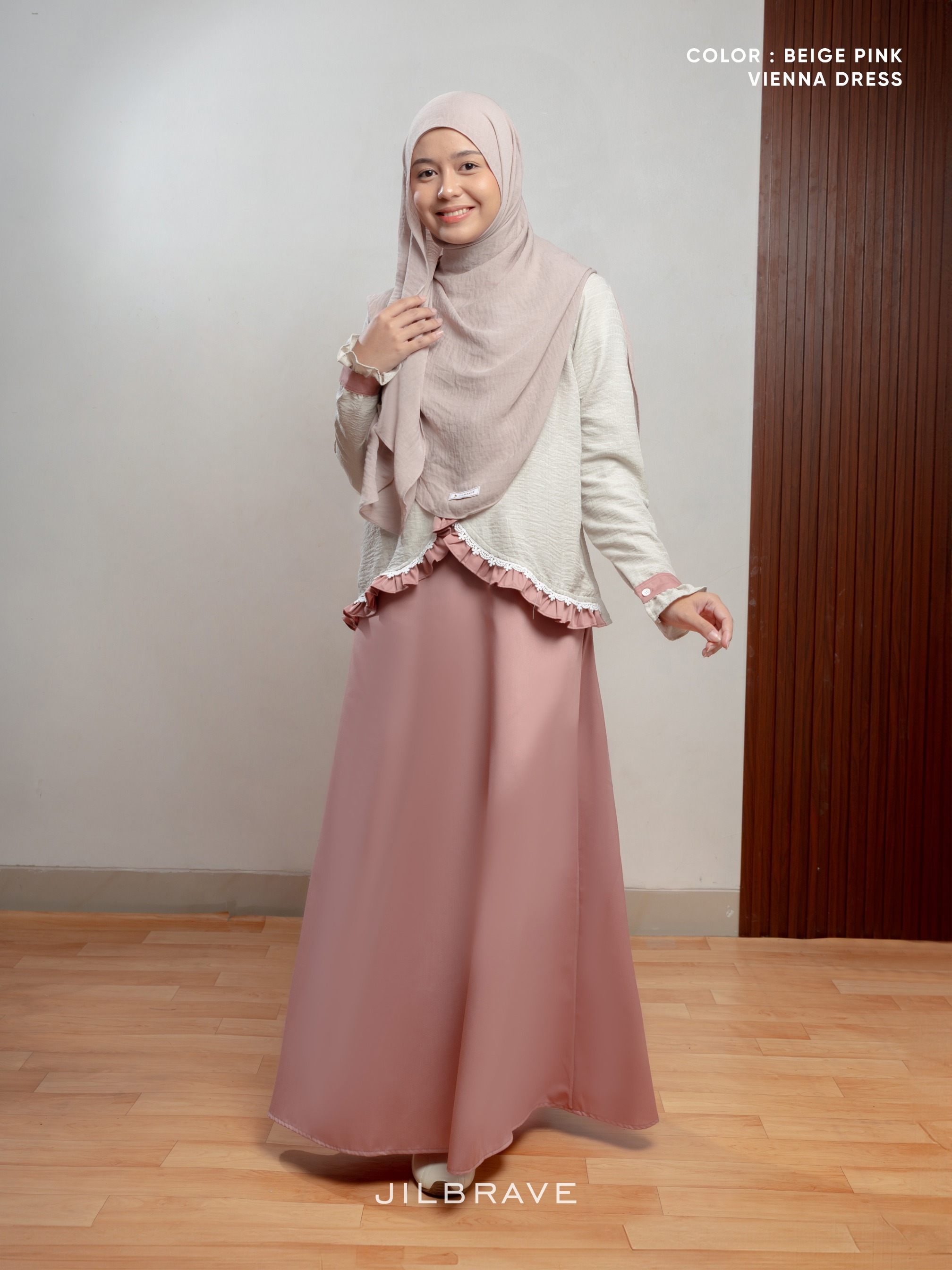 JILBRAVE Vienna Dress Gamis Set Outer Feminine Casual Elegant Look