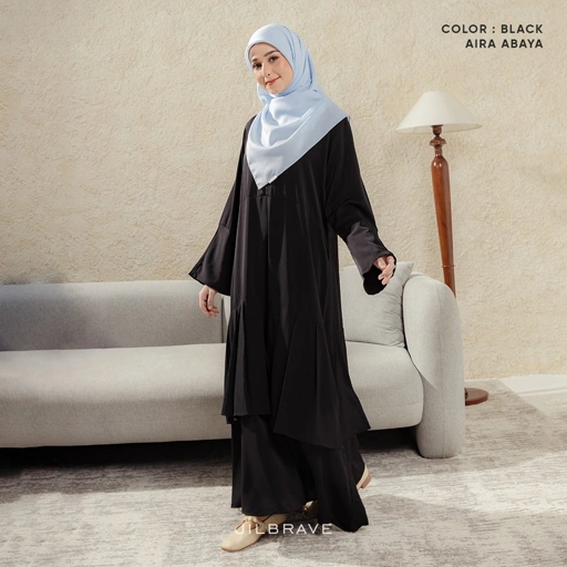 Image of JILBRAVE Aira Abaya Gamis Muslimah Haji Umroh Daily Wear Basic Polos Flowy