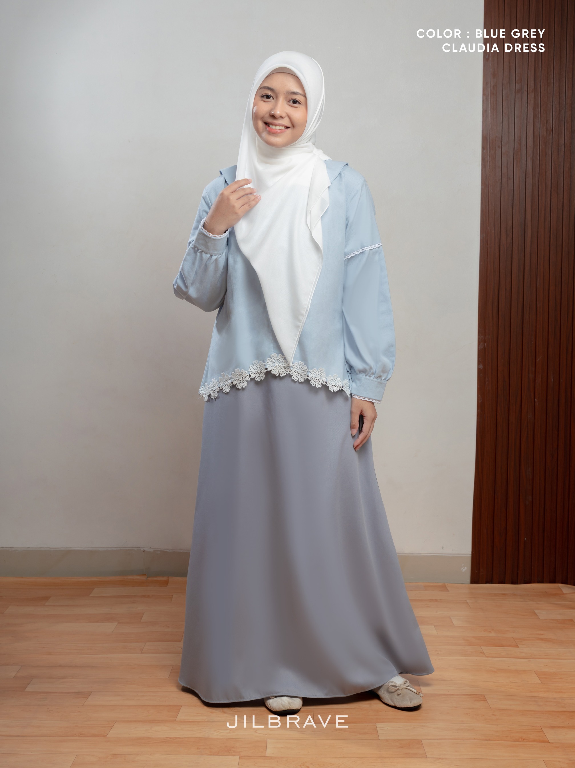 JILBRAVE Claudia Dress Gamis Set Outer Bordir Feminine Casual Elegant Look