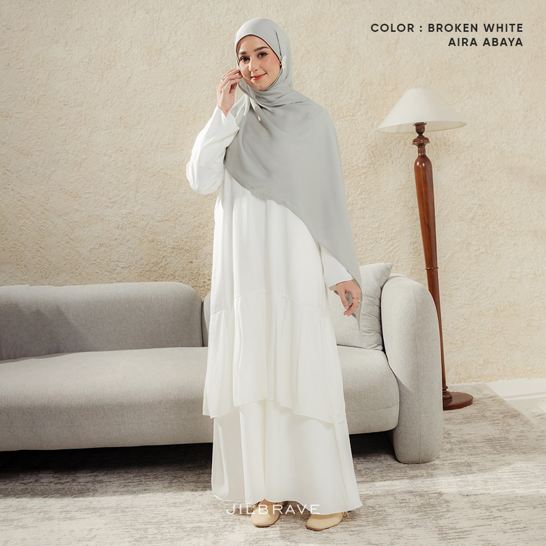JILBRAVE Aira Abaya Gamis Muslimah Haji Umroh Daily Wear Basic Polos Flowy