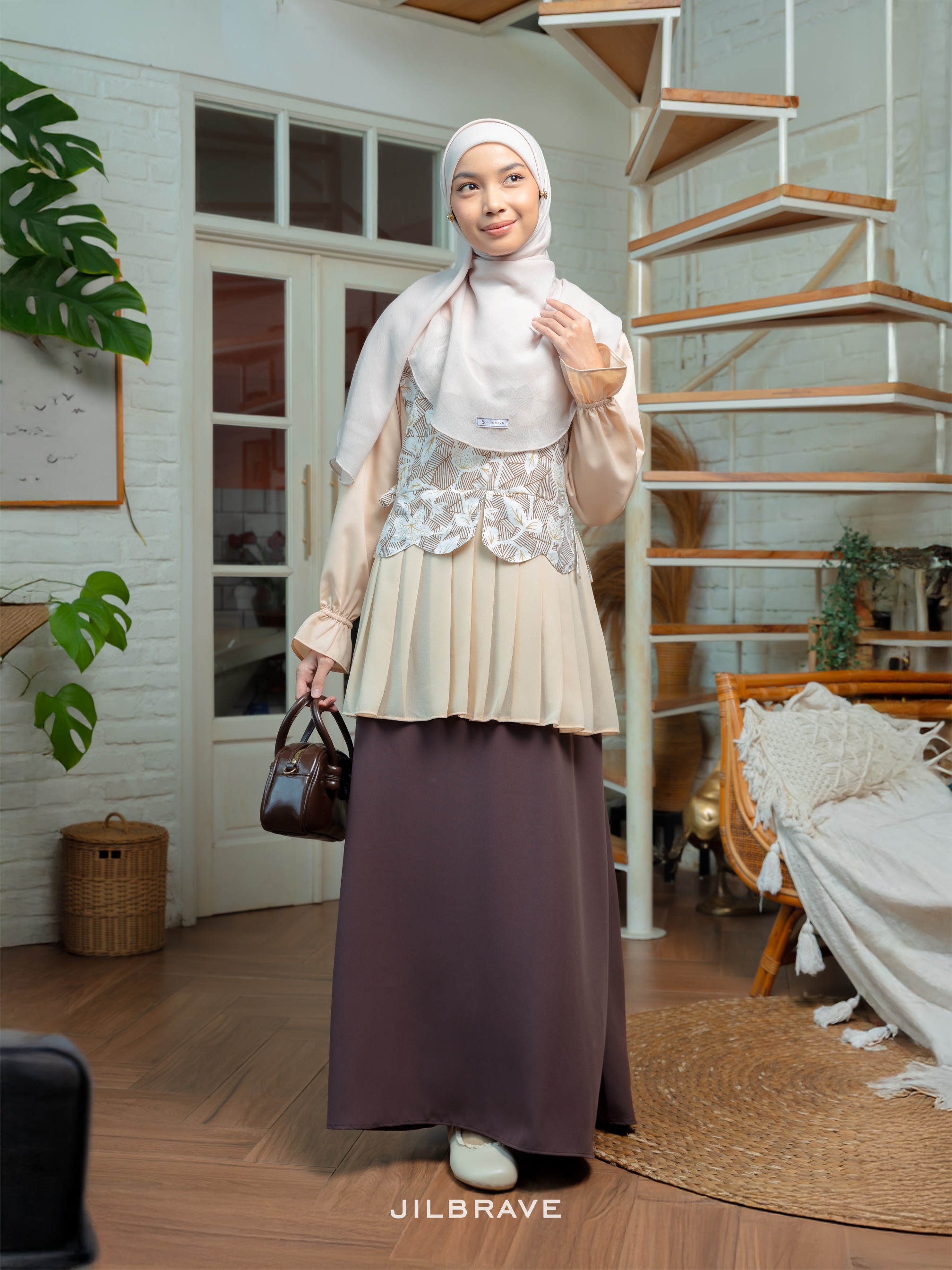 JILBRAVE Canthya Dress Gamis Set Outer Vest Batik Feminine Elegant Look