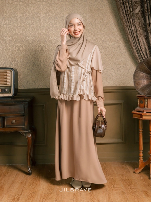 Image of Keelia Dress Gamis Set Outer Lebaran Kondangan Muslimah Feminine Elegant
