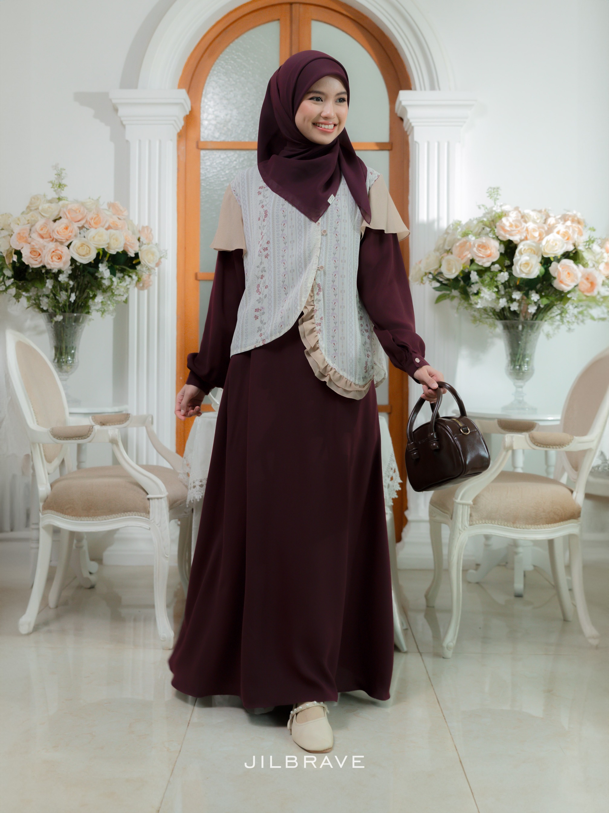 Caitlyn Dress Gamis Set Outer Feminine Anti-kusut