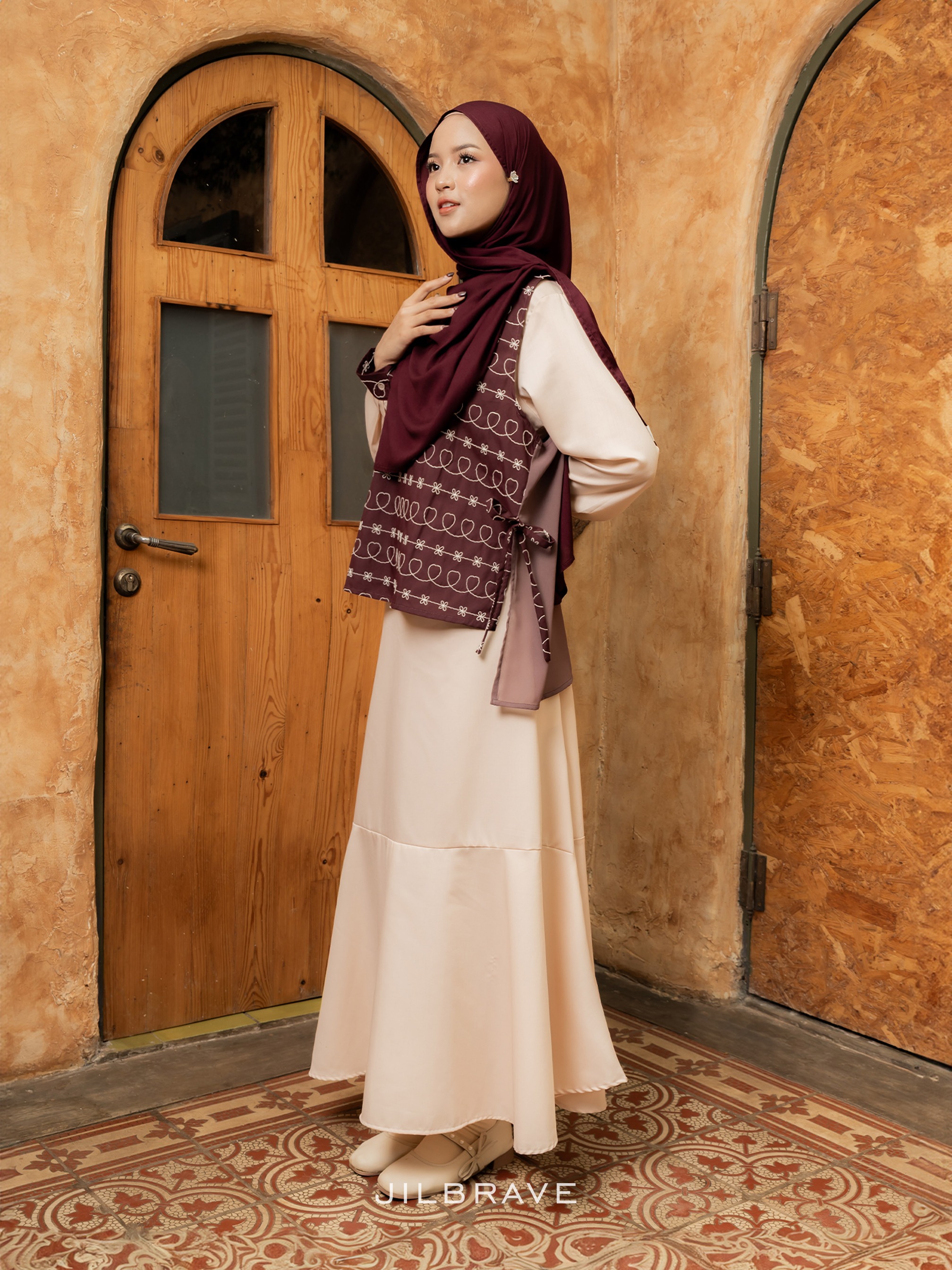 JILBRAVE Dwina Dress Gamis Wanita 2 in 1 Set Outer Cotton Embroidery