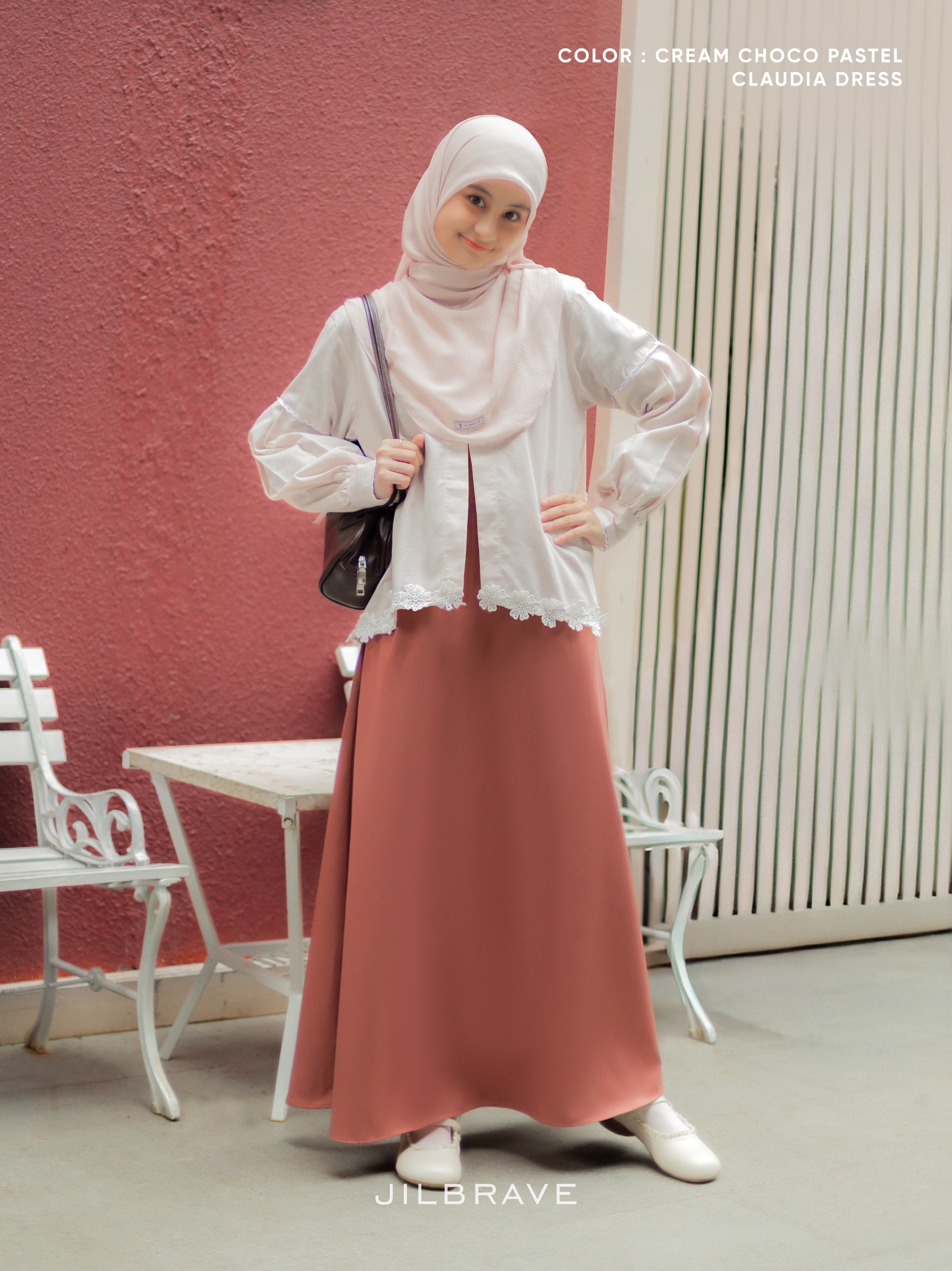 JILBRAVE Claudia Dress Gamis Set Outer Bordir Feminine Casual Elegant Look