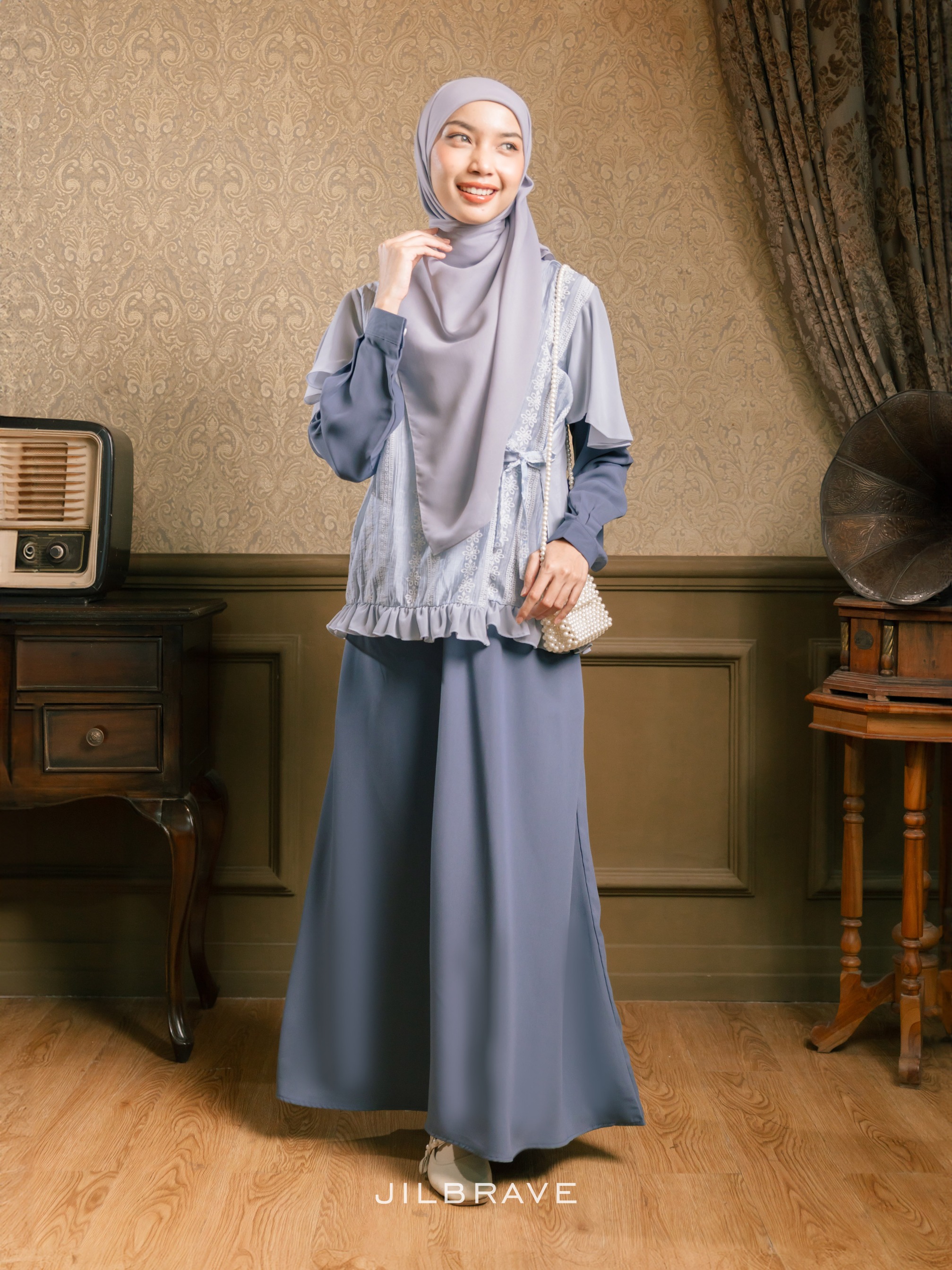 Keelia Dress Gamis Set Outer Kondangan Muslimah Feminine Elegant