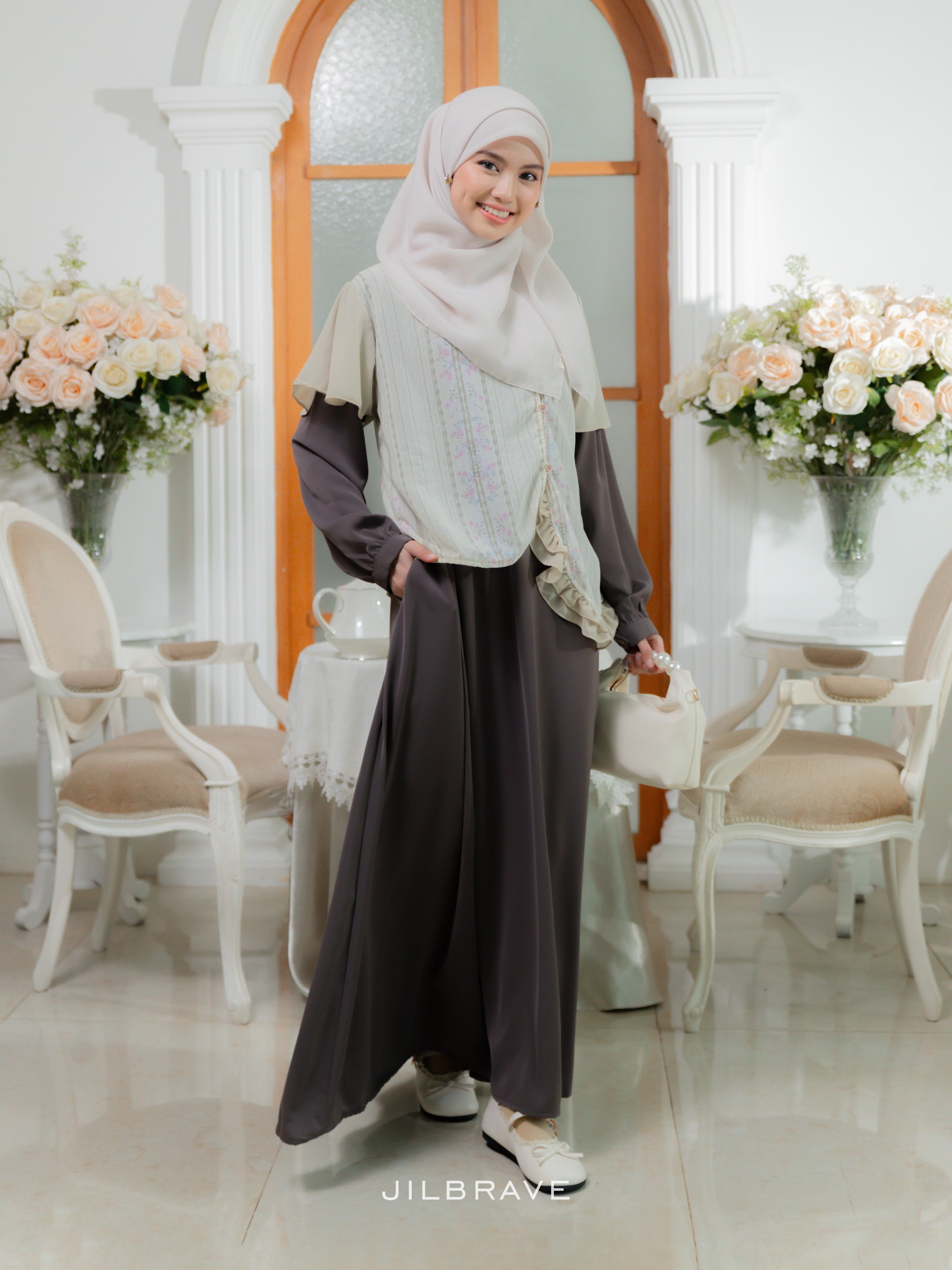 Caitlyn Dress Gamis Set Outer Feminine Anti-kusut