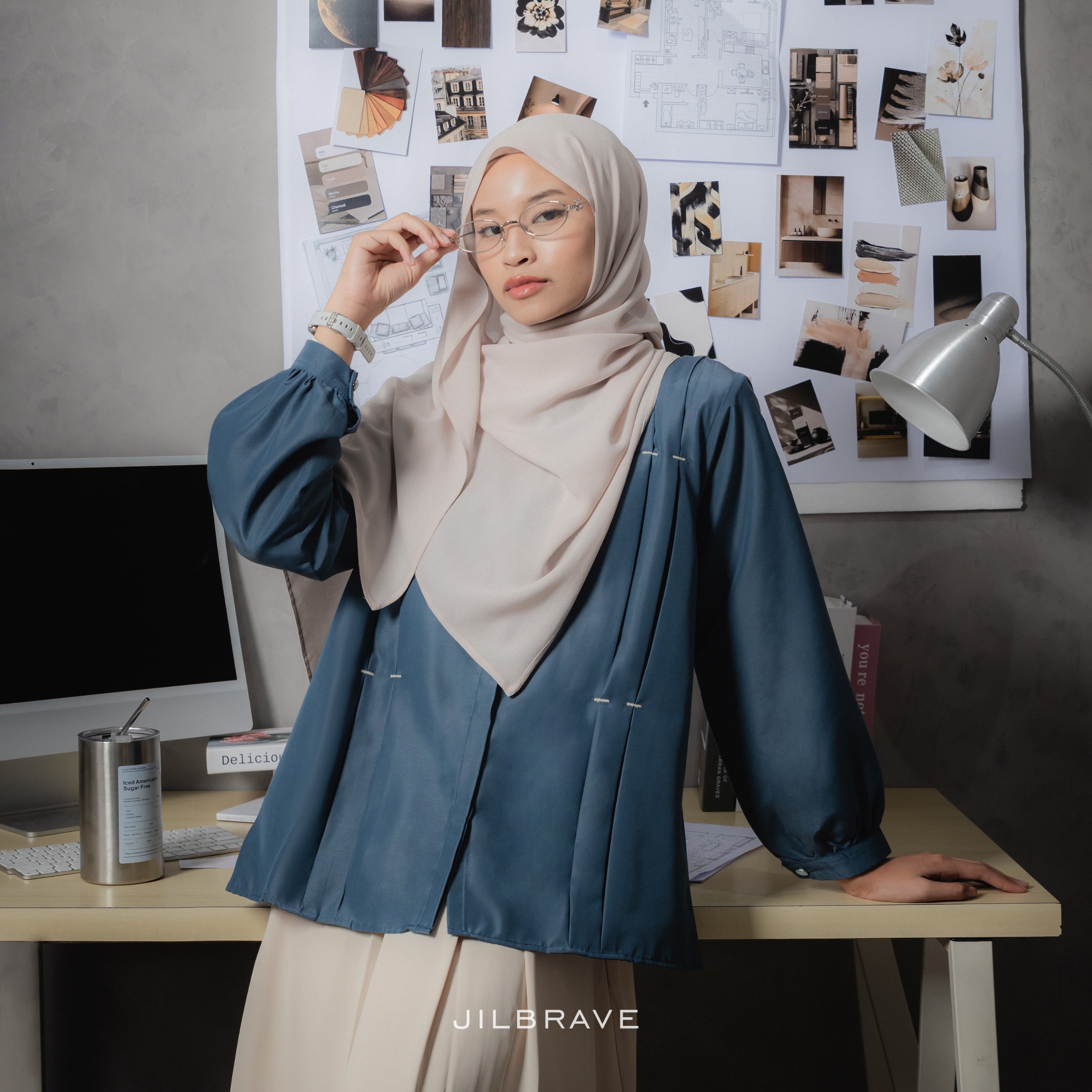 JILBRAVE Rina Blouse Kemeja Wanita Korean Style Basic Polos Poplin Silk