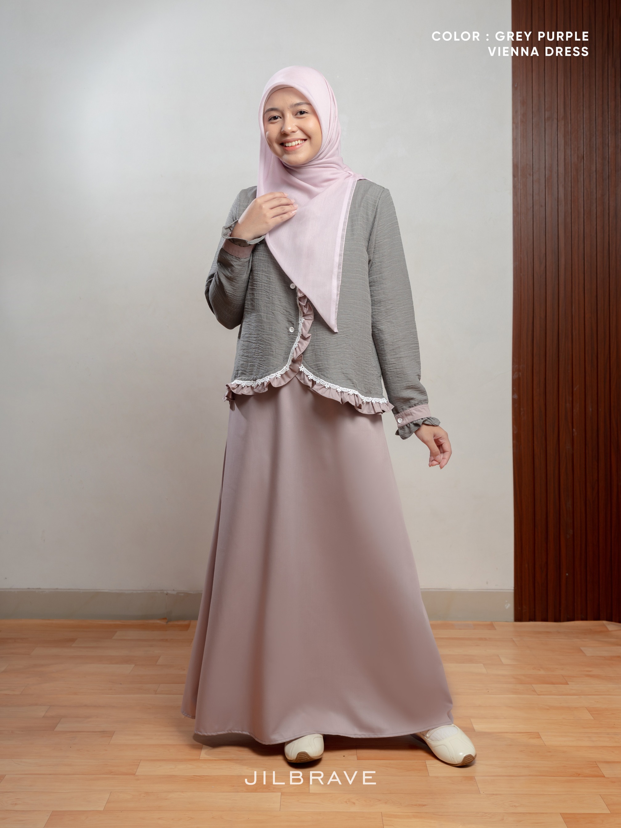 JILBRAVE Vienna Dress Gamis Set Outer Feminine Casual Elegant Look
