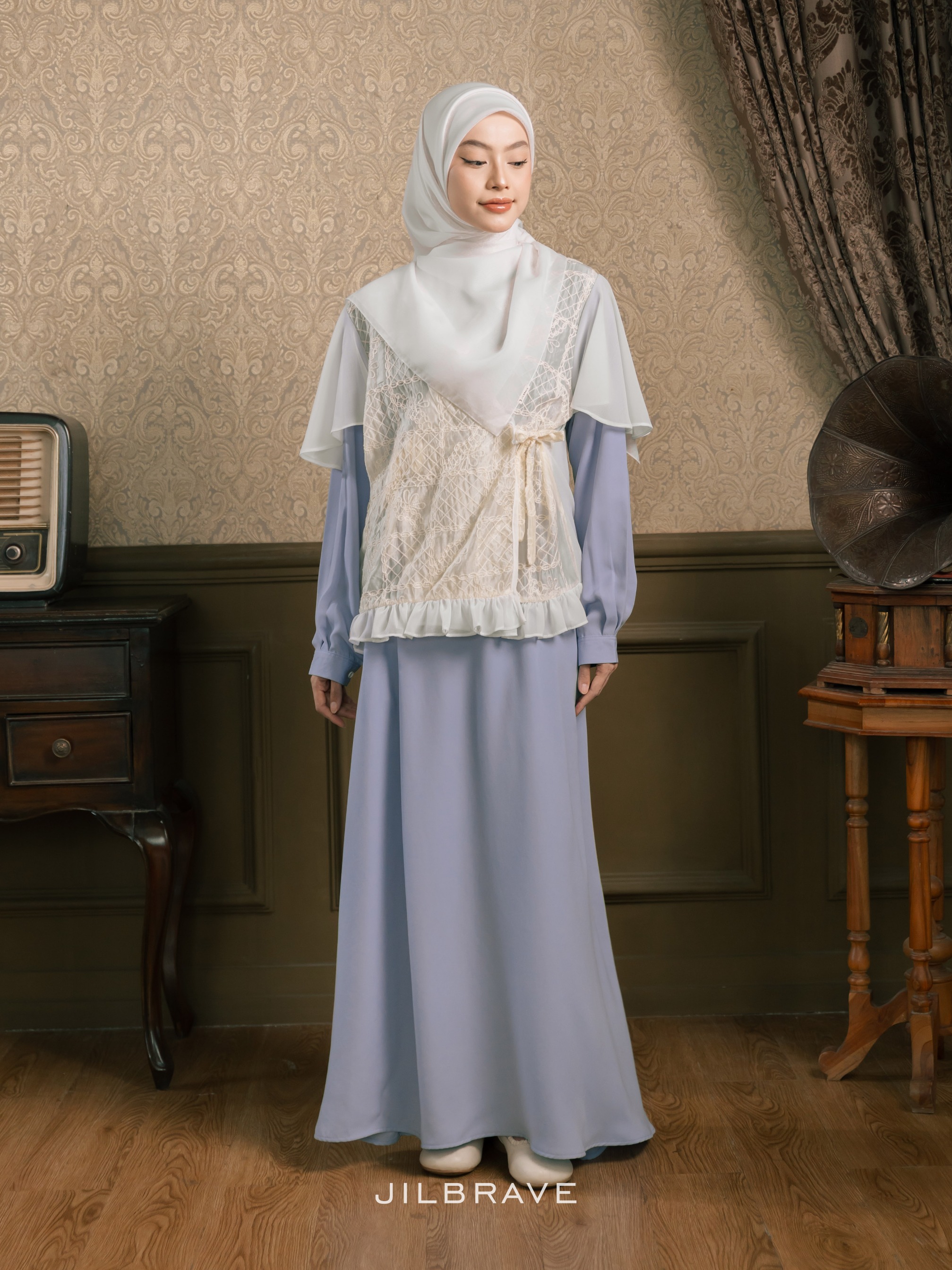 Keelia Dress Gamis Set Outer Kondangan Muslimah Feminine Elegant
