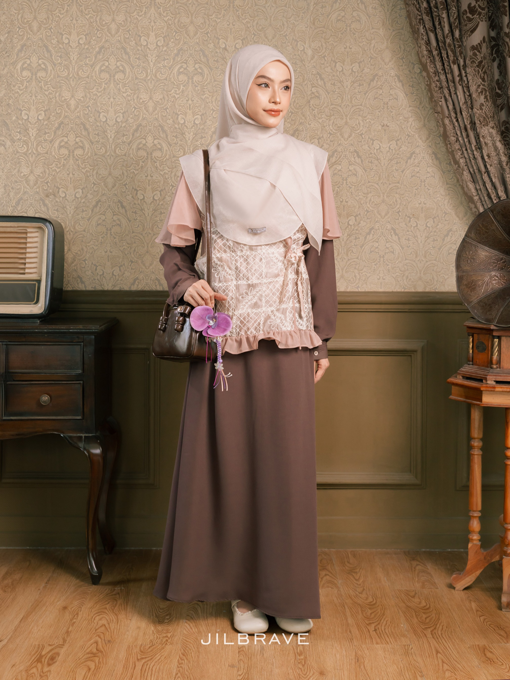 Keelia Dress Gamis Set Outer Kondangan Muslimah Feminine Elegant