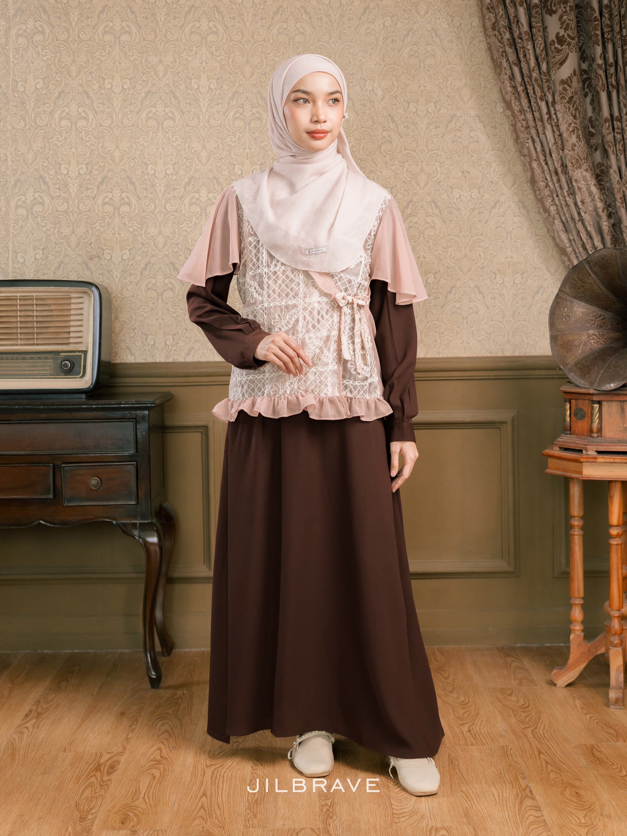 Keelia Dress Gamis Set Outer Kondangan Muslimah Feminine Elegant
