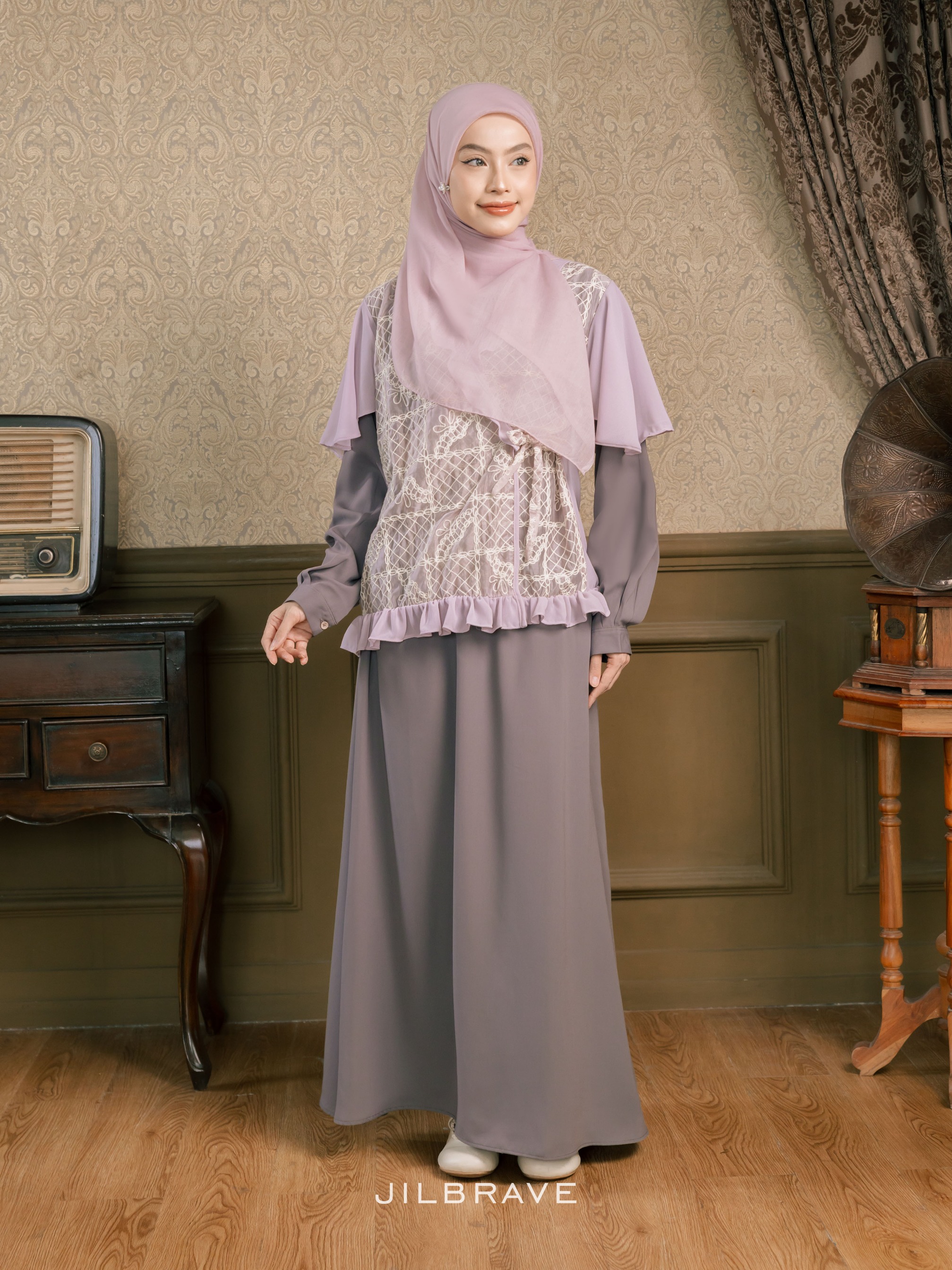 Keelia Dress Gamis Set Outer Kondangan Muslimah Feminine Elegant