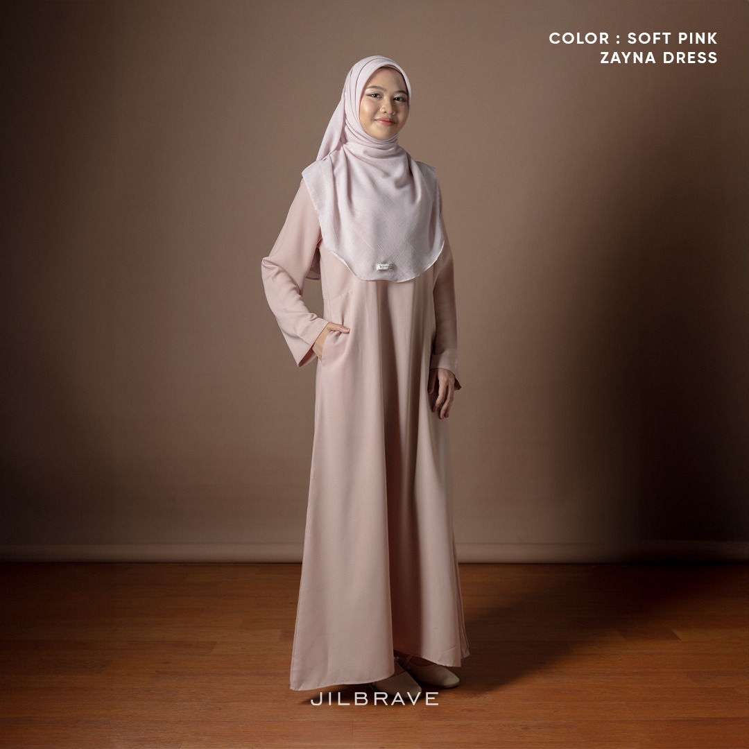 JILBRAVE Zayna Dress Wanita Gamis Basic Plain Simple