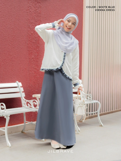 Image of JILBRAVE Vienna Dress Gamis Set Outer Feminine Casual Elegant Look