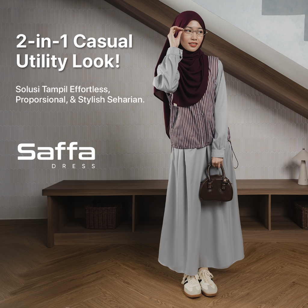 JILBRAVE Saffa Dress Gamis 2in1 Set Outer Cotton Korean Casual Daily Wear