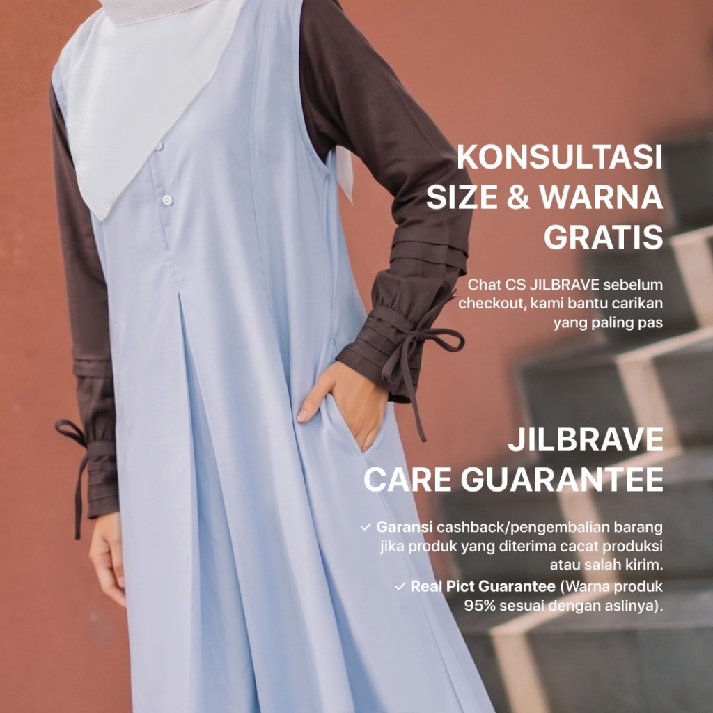 JILBRAVE Visya Sleeveless Dress Cotton Inner Long Dress Tanpa Lengan Polos Busui Friendly
