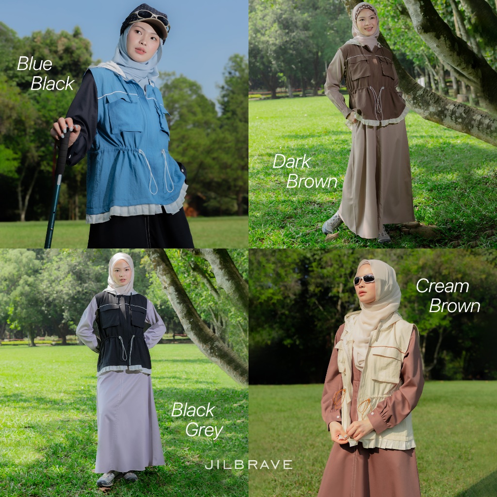 JILBRAVE Naftaly Dress - Gamis Outdoor Sporty Set Outer Hoodie Baju Muslimah Casual Premium