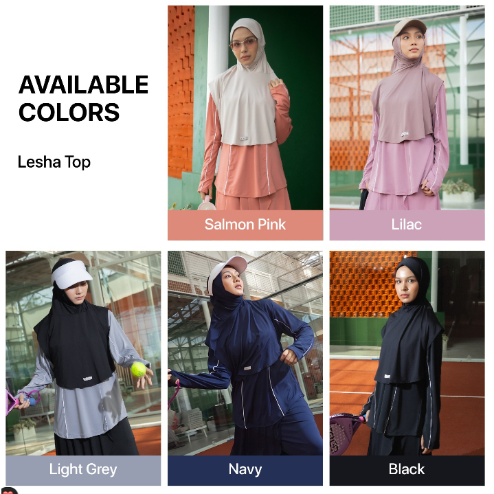 Lesha Top - Atasan Olahraga Muslimah Sporty Athleisure Tunik Panjang Lycra Flexora