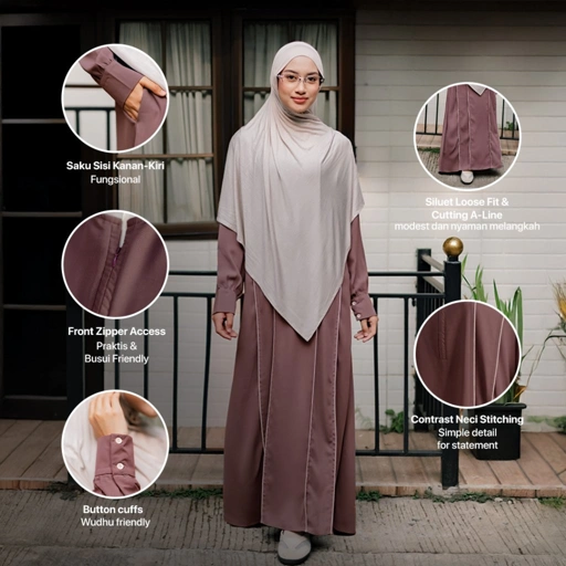 JILBRAVE Tara Dress Abaya Minimalist Basic Umroh Kajian Daily Casual