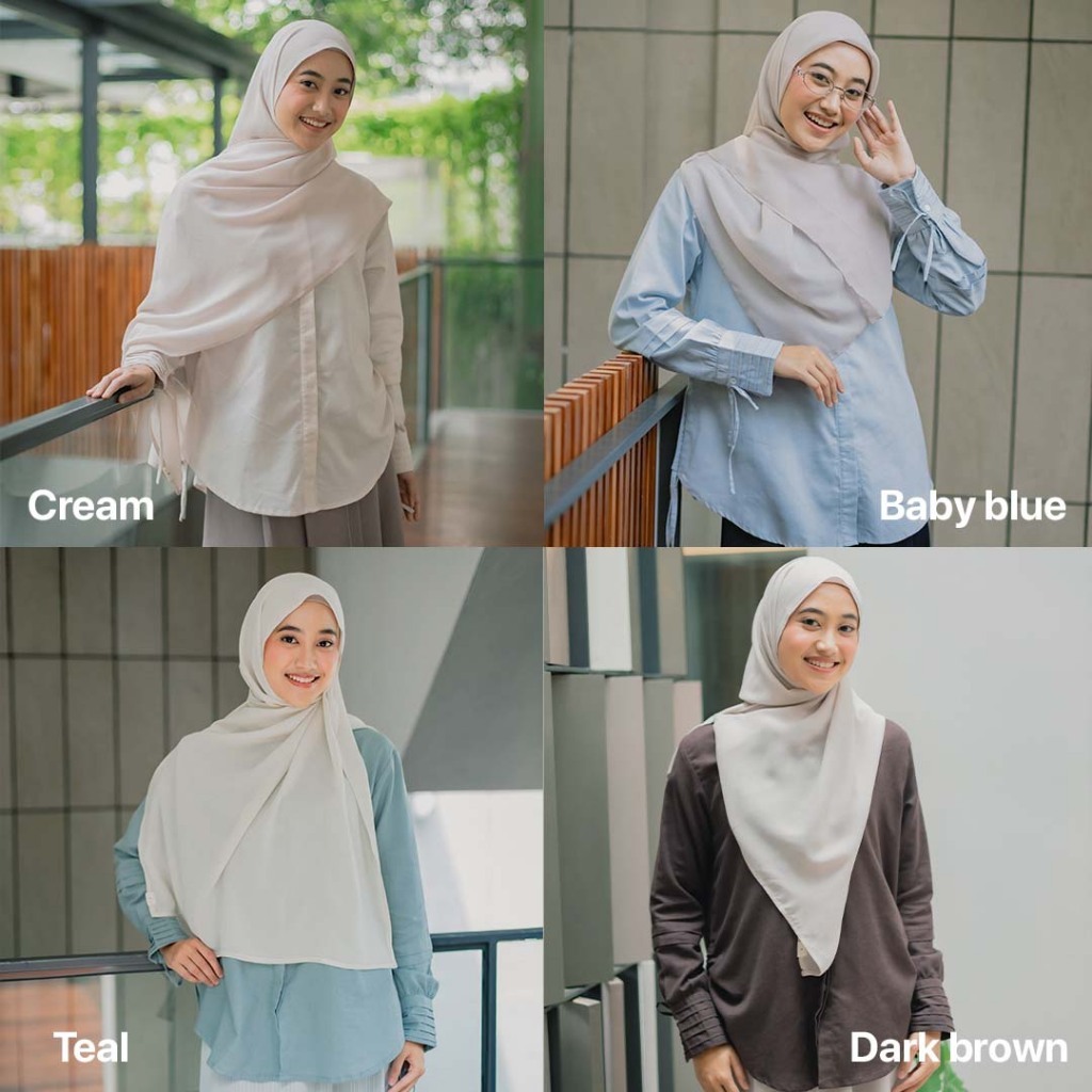 Camelia Blouse Kemeja Wanita Polos Cotton Lengan Balon Modest Semi Formal Kerja Kuliah