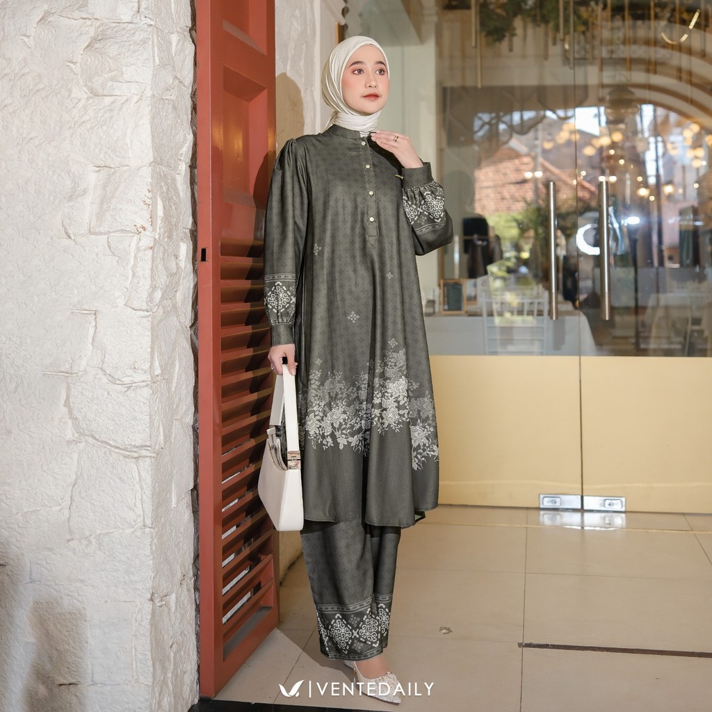 Ventedaily - Alina One Set Long Tunik Jumbo Kekinian Setelan Wanita Terbaru Kondangan Hajatan Daily