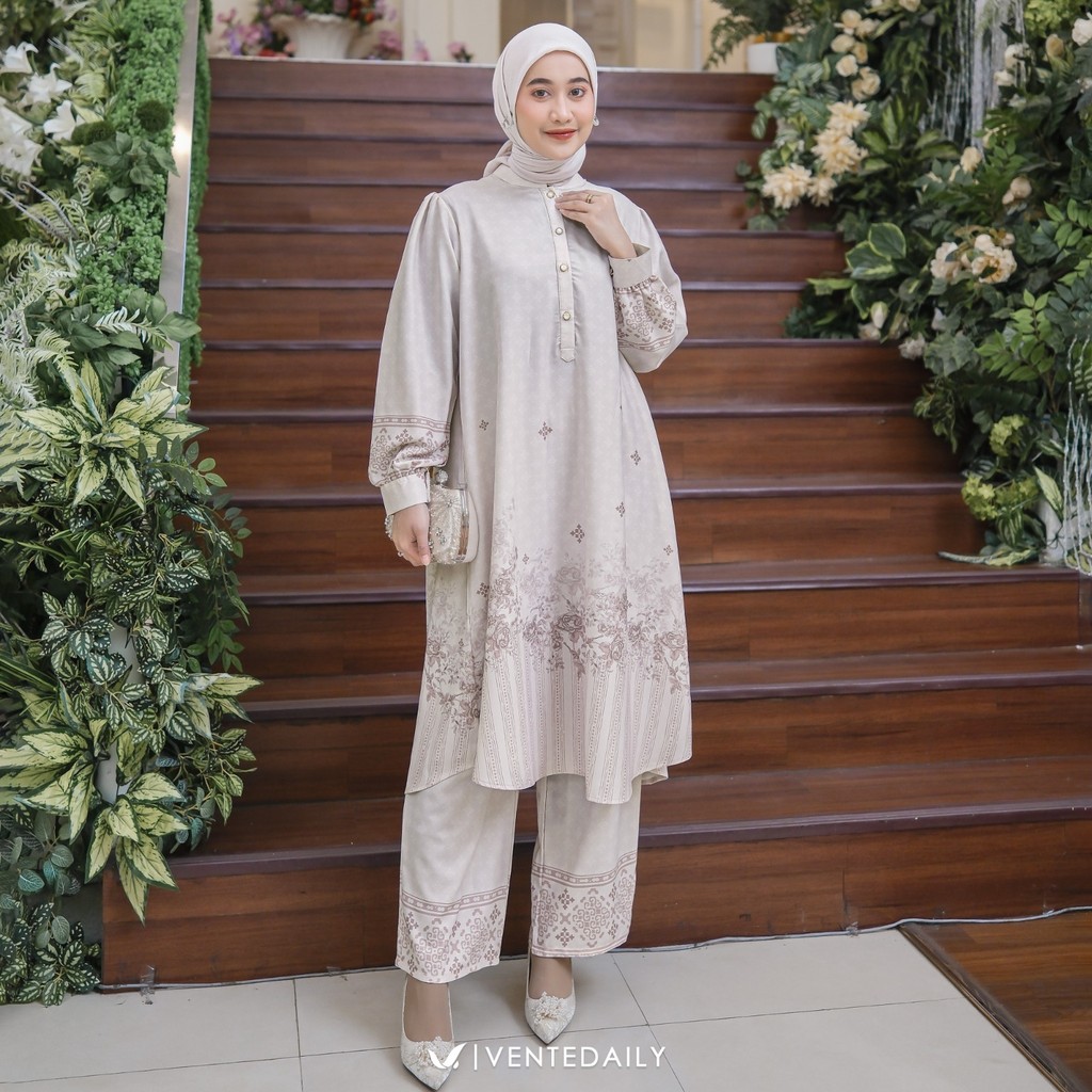 Ventedaily - Alina One Set Long Tunik Jumbo Kekinian Setelan Wanita Terbaru Kondangan Hajatan Daily