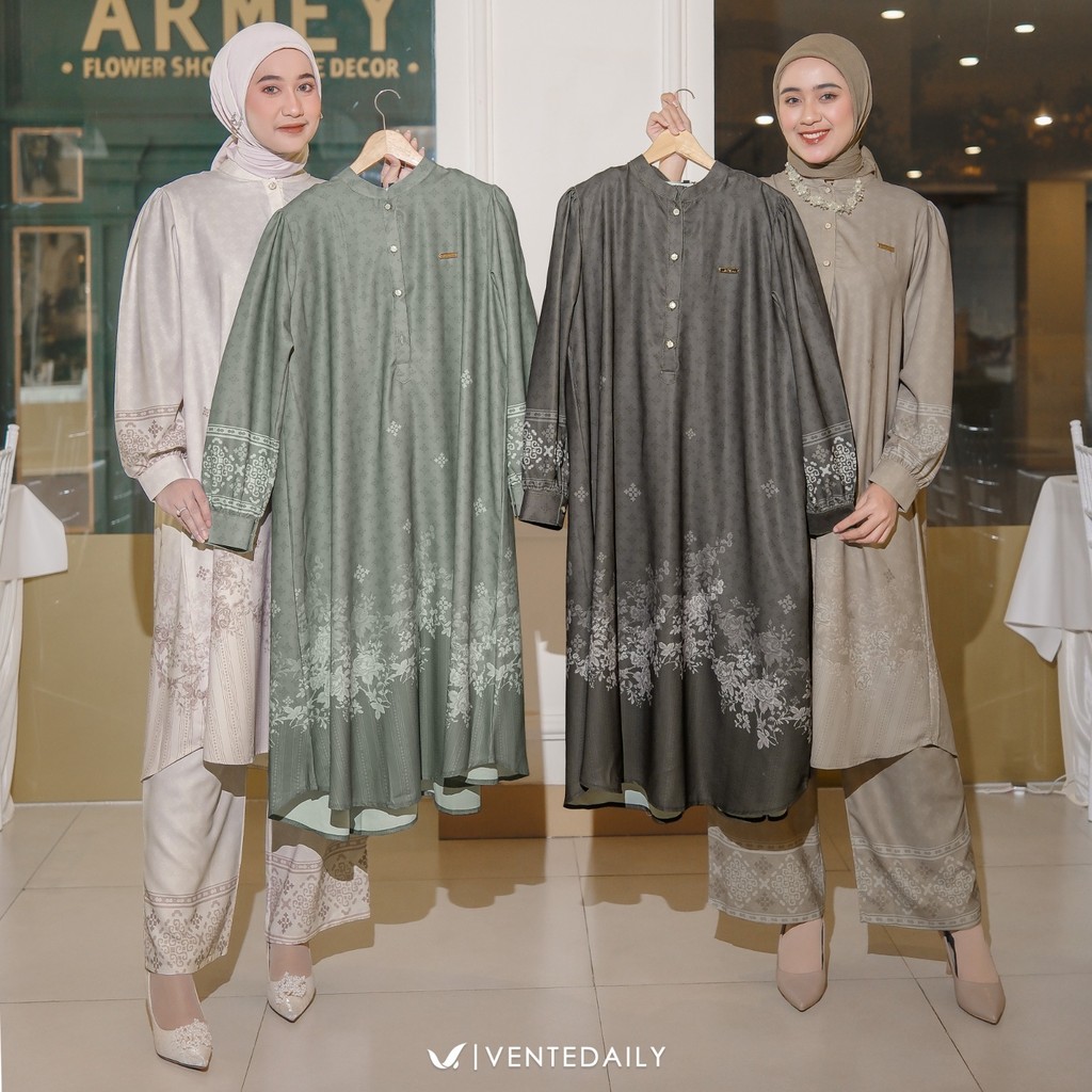 Ventedaily - Alina One Set Long Tunik Jumbo Kekinian Setelan Wanita Terbaru Kondangan Hajatan Daily
