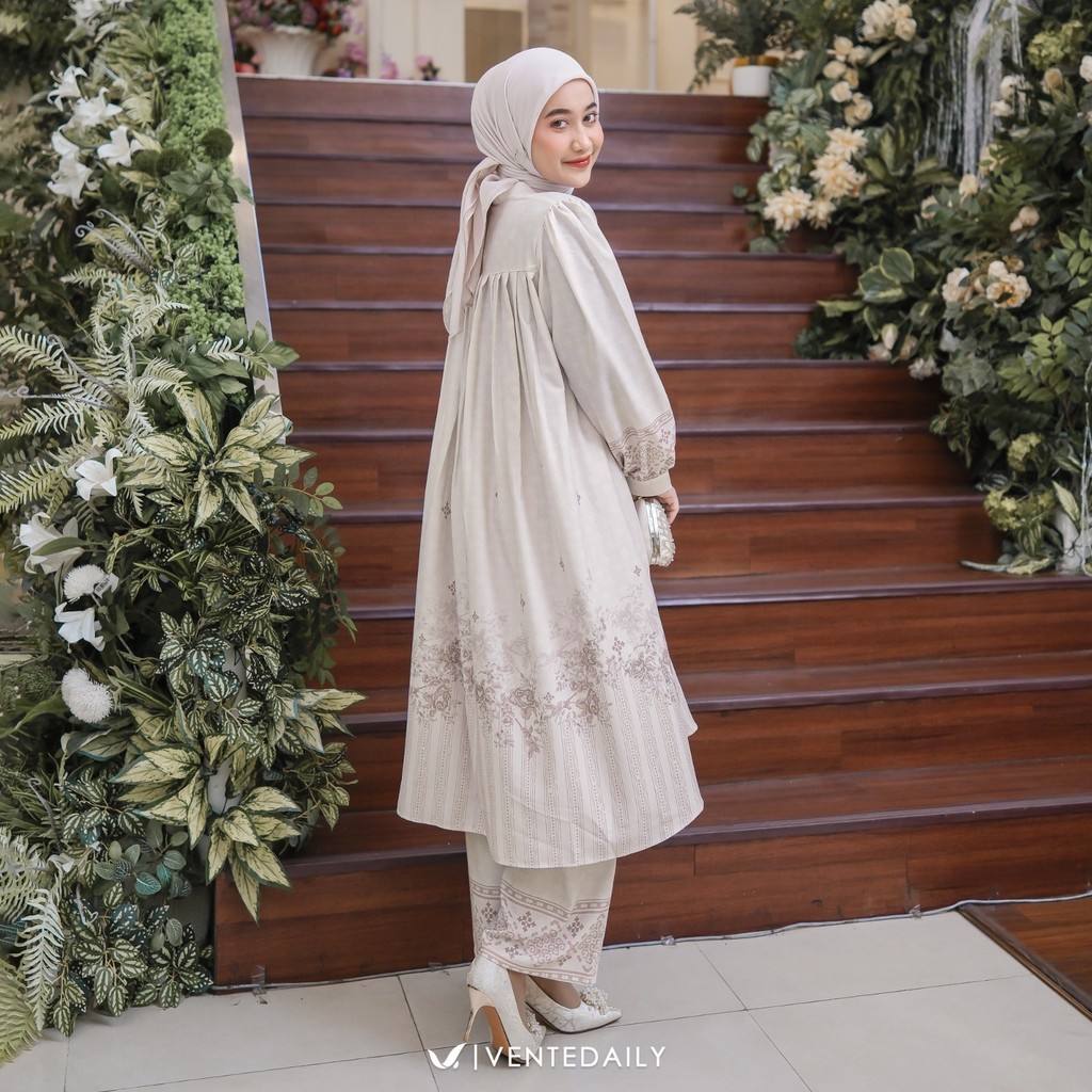 Ventedaily - Alina One Set Long Tunik Jumbo Kekinian Setelan Wanita Terbaru Kondangan Hajatan Daily