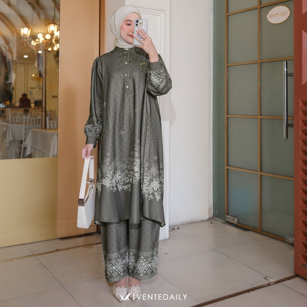 Ventedaily - Alina One Set Long Tunik Jumbo Kekinian Setelan Wanita Terbaru Kondangan Hajatan Daily