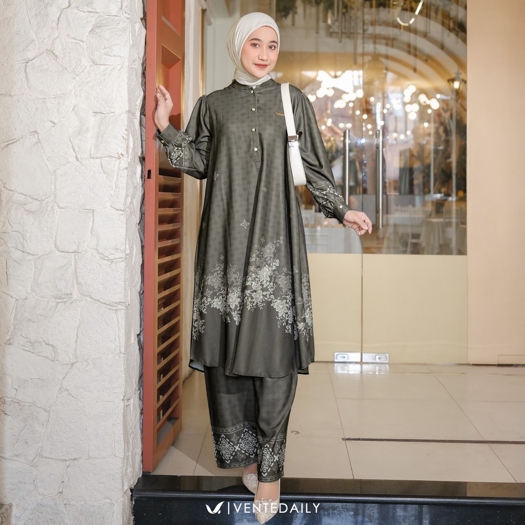 Ventedaily - Alina One Set Long Tunik Jumbo Kekinian Setelan Wanita Terbaru Kondangan Hajatan Daily