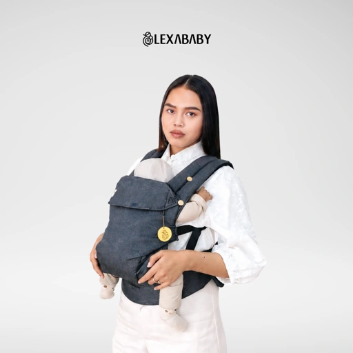 Gendongan bayi Mshape hadap depan newborn sampai 2 tahun lexa Denim series by nanababycarrier