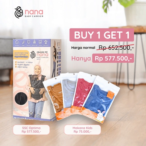 Image of BUY1GET1 Gendongan bayi SSC OPTIMA (0 bulan - 4 tahun) + baju bayi Makana Kids 