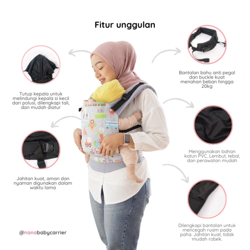 Image of Simpelina reguler pattern by Nanababycarrier - gendongan bayi SSC M-shape 4 bulan - 2 tahun