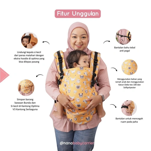 Image of Optima pattern by Nanababycarrier - gendongan bayi SSC M-shape newborn - 4 tahun